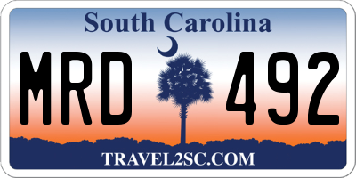 SC license plate MRD492