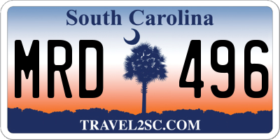 SC license plate MRD496