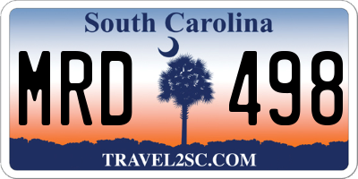 SC license plate MRD498