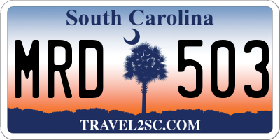 SC license plate MRD503