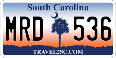 SC license plate MRD536