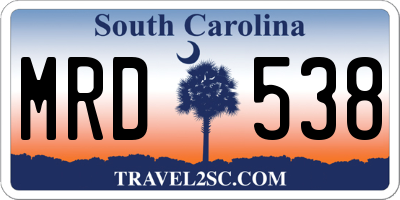 SC license plate MRD538