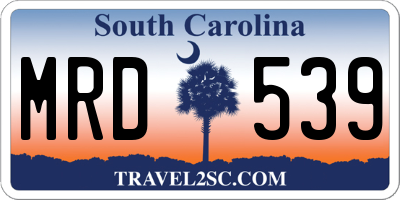 SC license plate MRD539