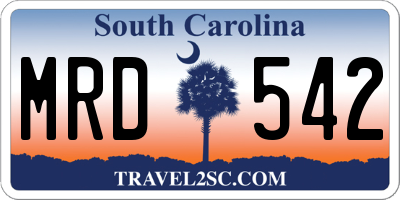 SC license plate MRD542