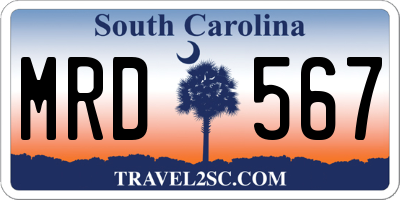 SC license plate MRD567