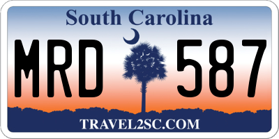 SC license plate MRD587