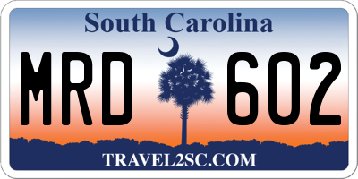 SC license plate MRD602
