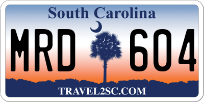 SC license plate MRD604