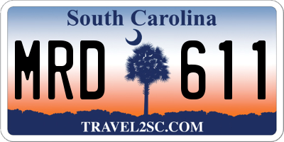 SC license plate MRD611