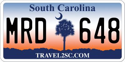 SC license plate MRD648
