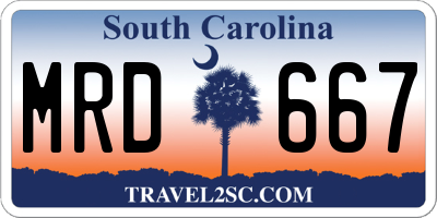 SC license plate MRD667