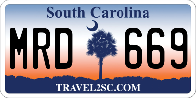 SC license plate MRD669