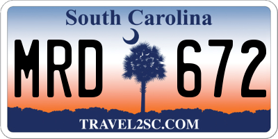 SC license plate MRD672