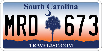 SC license plate MRD673