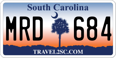 SC license plate MRD684