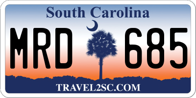 SC license plate MRD685