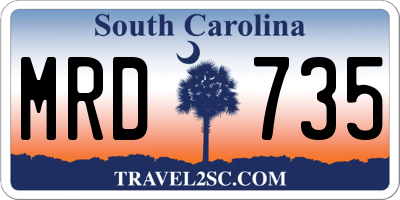 SC license plate MRD735