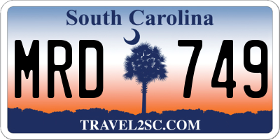 SC license plate MRD749