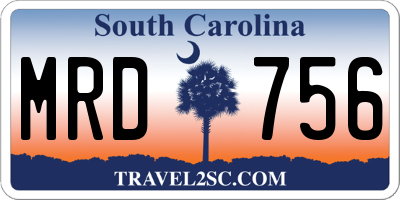 SC license plate MRD756