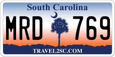 SC license plate MRD769