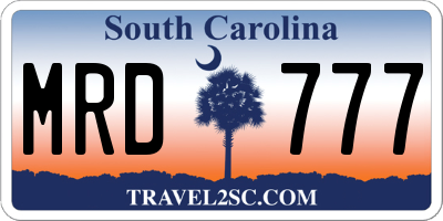 SC license plate MRD777