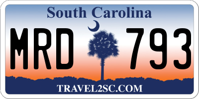 SC license plate MRD793
