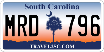 SC license plate MRD796