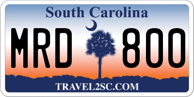SC license plate MRD800