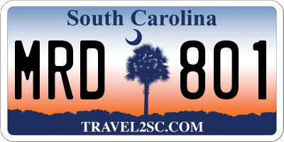 SC license plate MRD801