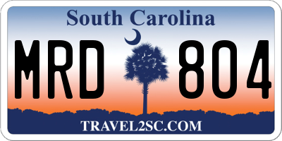 SC license plate MRD804