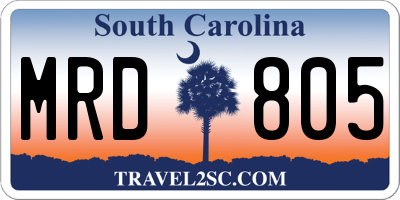 SC license plate MRD805