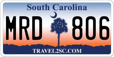 SC license plate MRD806