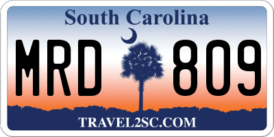 SC license plate MRD809
