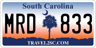 SC license plate MRD833