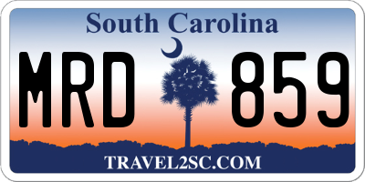 SC license plate MRD859