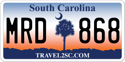 SC license plate MRD868