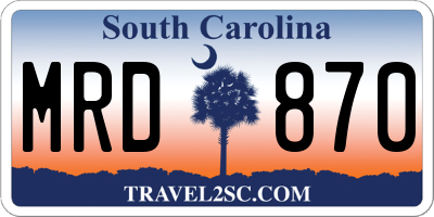 SC license plate MRD870