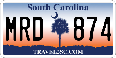 SC license plate MRD874