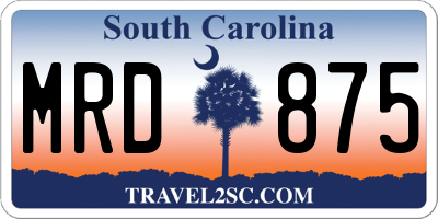 SC license plate MRD875