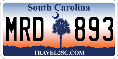 SC license plate MRD893