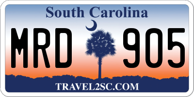 SC license plate MRD905