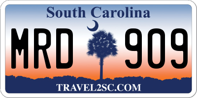 SC license plate MRD909