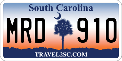 SC license plate MRD910