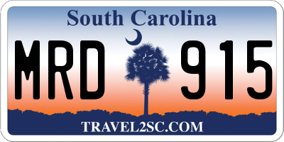 SC license plate MRD915