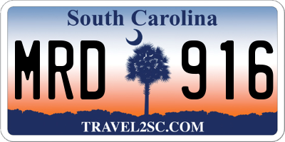 SC license plate MRD916
