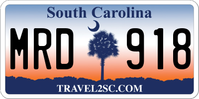SC license plate MRD918