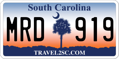 SC license plate MRD919
