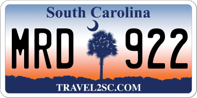 SC license plate MRD922