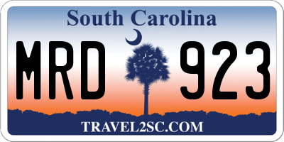 SC license plate MRD923