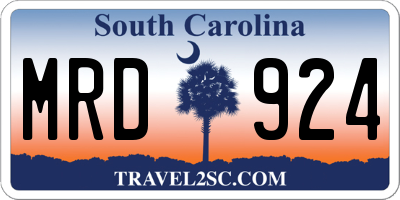 SC license plate MRD924